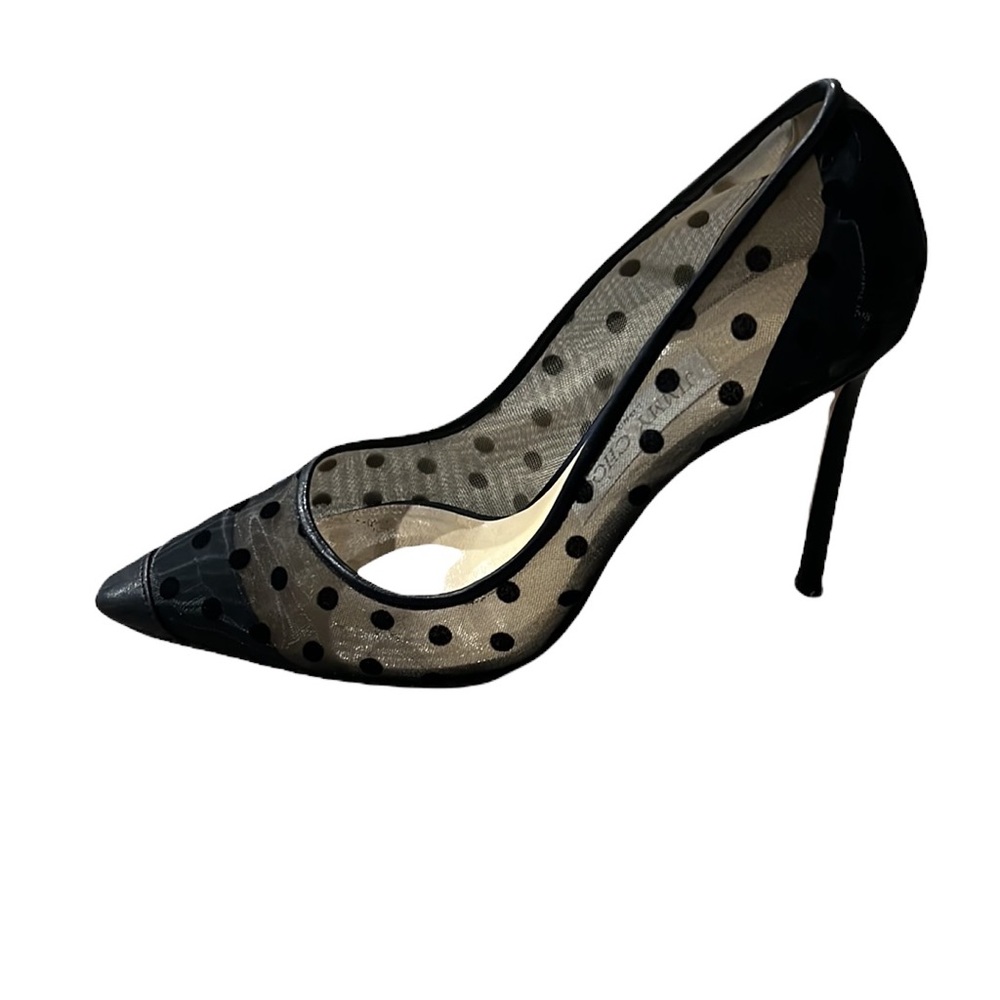 Jimmy Choo Black Polka Dot Romy 100 Mesh Pumps Size 36.5 - Picture 7 of 8